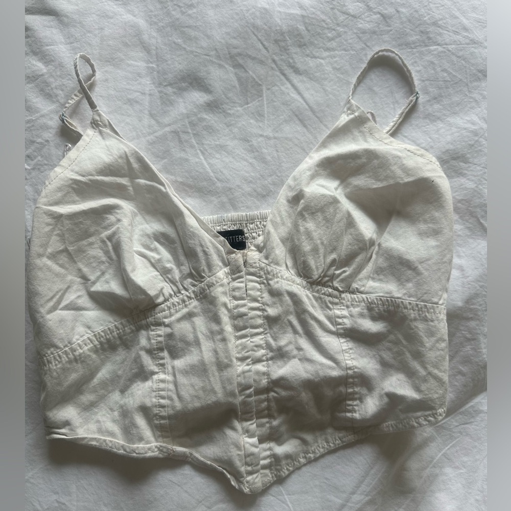 White Spaghetti Strap Crop Top Urban Outfitters